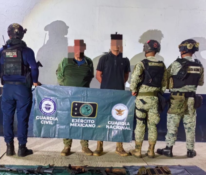 Dos hombres y arm4s aseguradas en Apatzingán: SSP