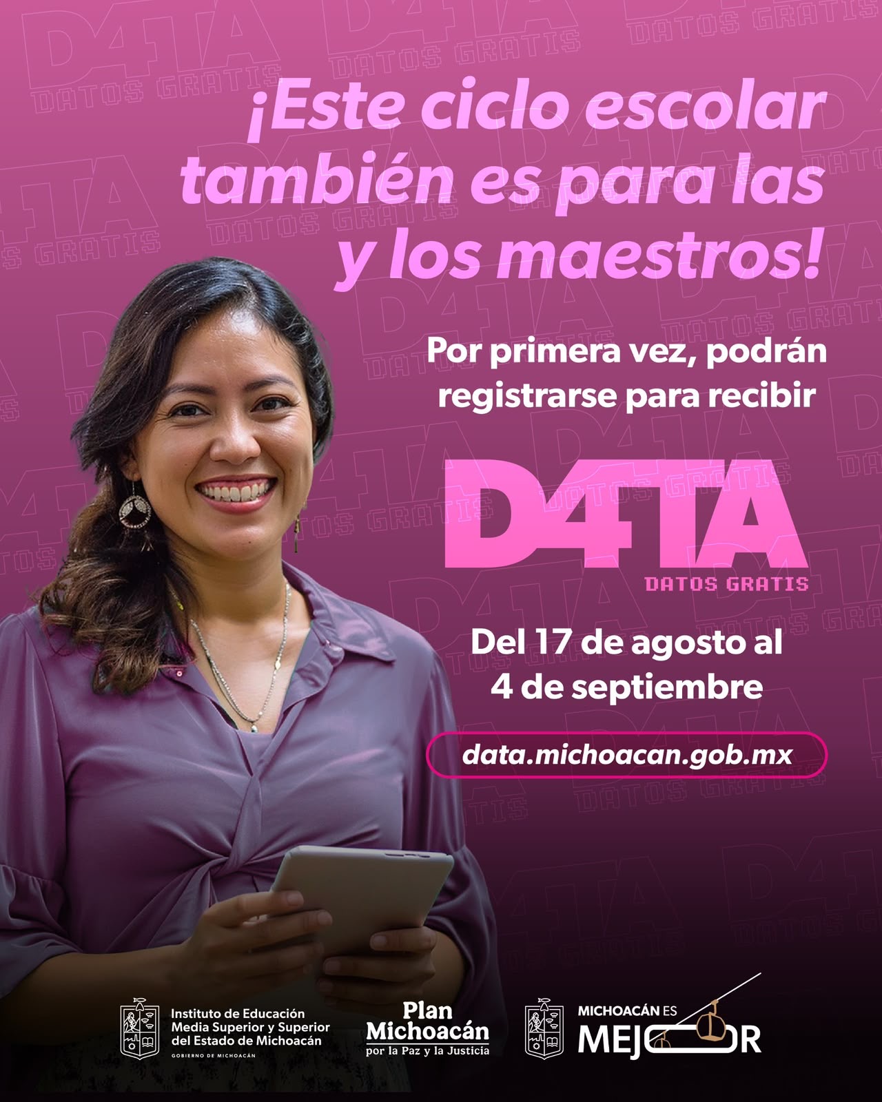 D4TA Datos Gratis ahora beneficiará a docentes de bachillerato y universidad pública